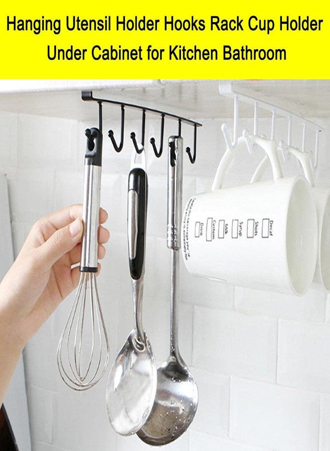 COBARYEN 6-Hook Under Cabinet Mug Hanger -- Cups Storage Rack Drilling Free Coffee Cups Holder Kitchen Belts Scarf Hanging Hooks Rack (3, White) - Image 5